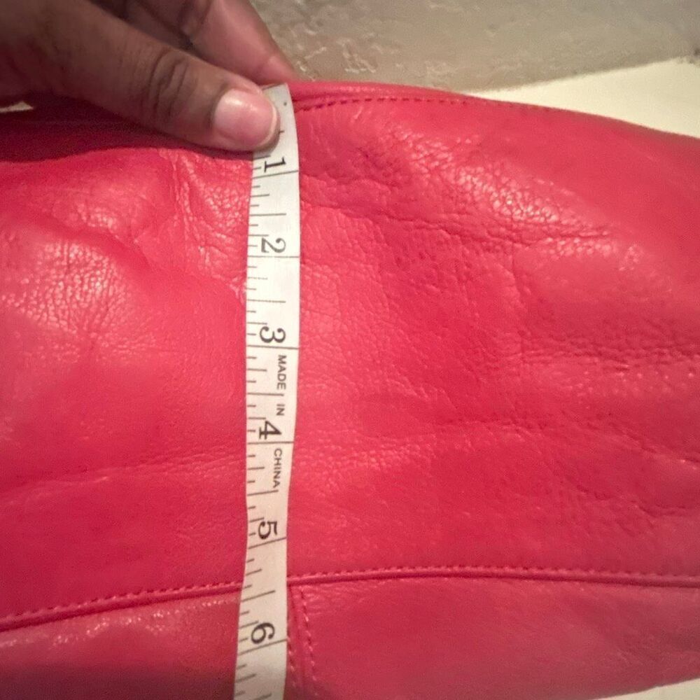 Liebeskind Berlin Satchel Handbag Raspberry Red Leather Top Handle Two Way Purse - Picture 11 of 14